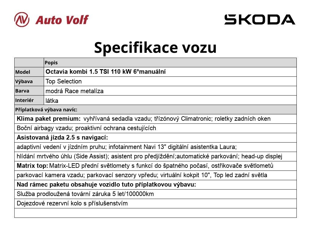 Škoda Octavia Liftback 1,5 l 110 kw