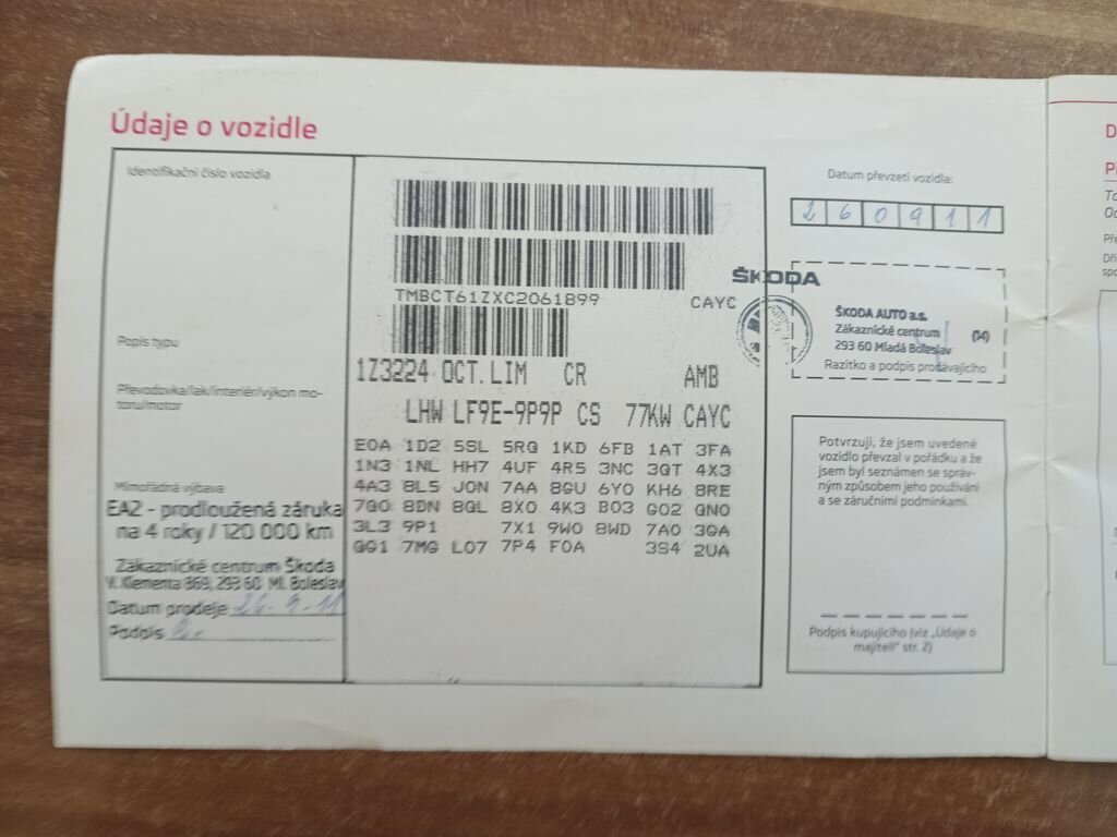 Škoda Octavia Sedan / Limuzína 1,6 l 77 kw