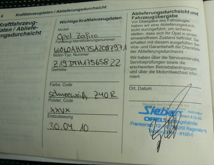 Opel Zafira MPV 1,9 l 110 kw