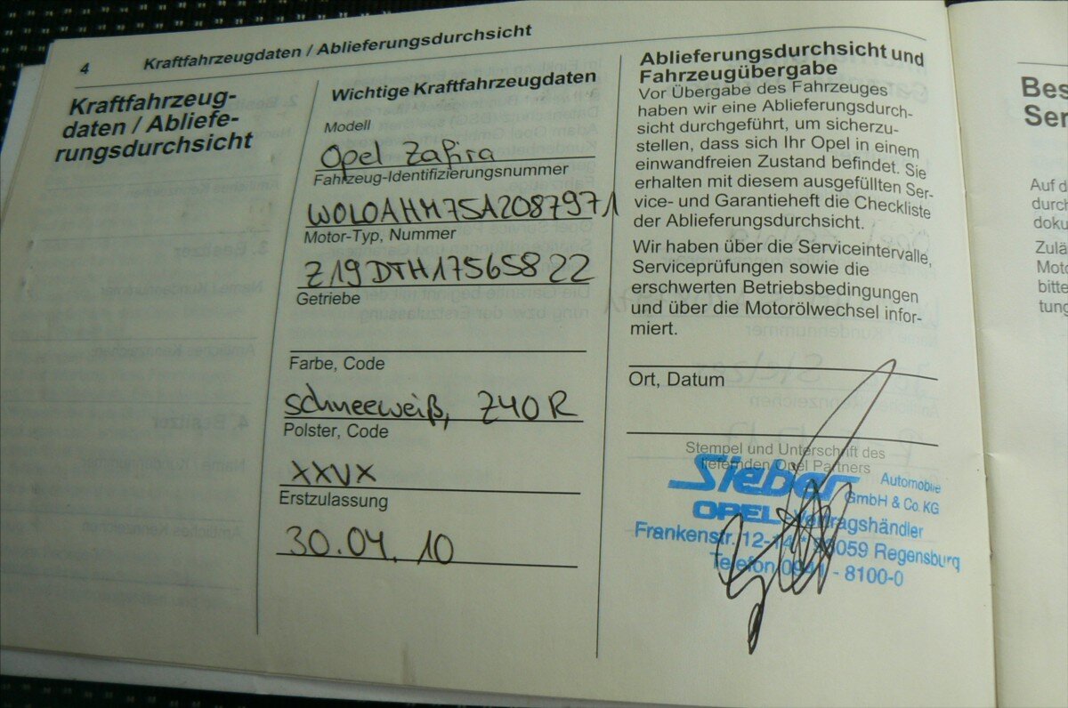 Opel Zafira MPV 1,9 l 110 kw