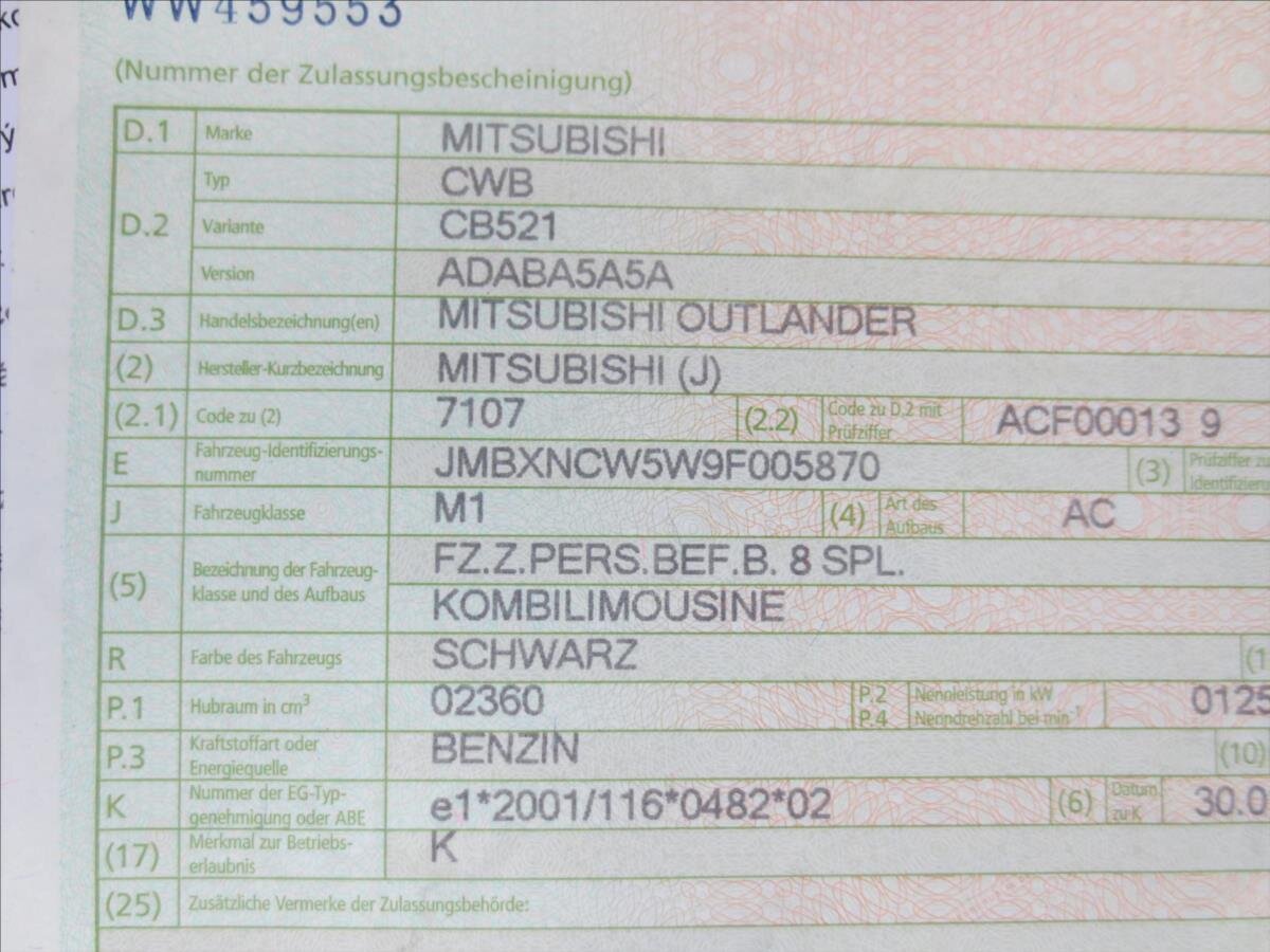 Mitsubishi Outlander SUV / Terénní 2,4 l 125 kw