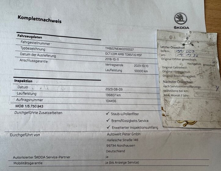 Škoda Octavia Kombi 1,6 l 85 kw