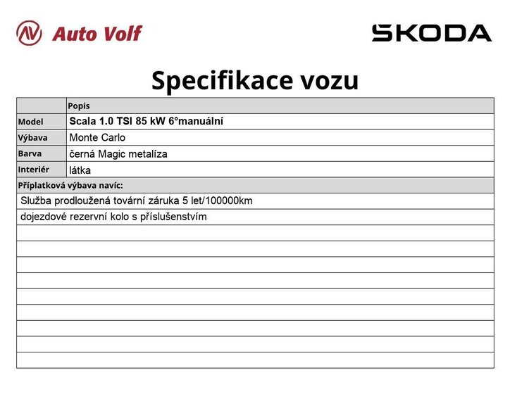 Škoda Scala Hatchback 1,0 l 85 kw