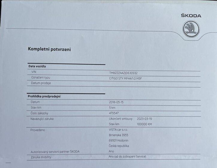 Škoda Citigo Hatchback 999,0 44 kw