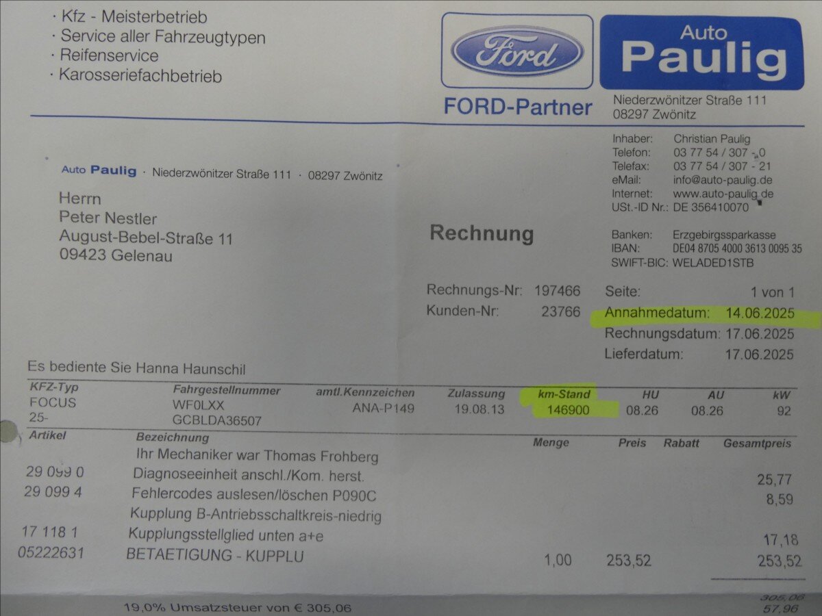 Ford Focus Kombi 1,6 l 92 kw