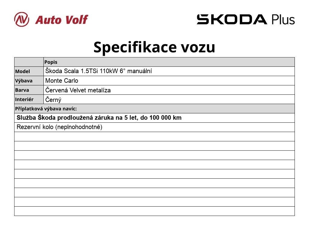 Škoda Scala Hatchback 1,5 l 110 kw