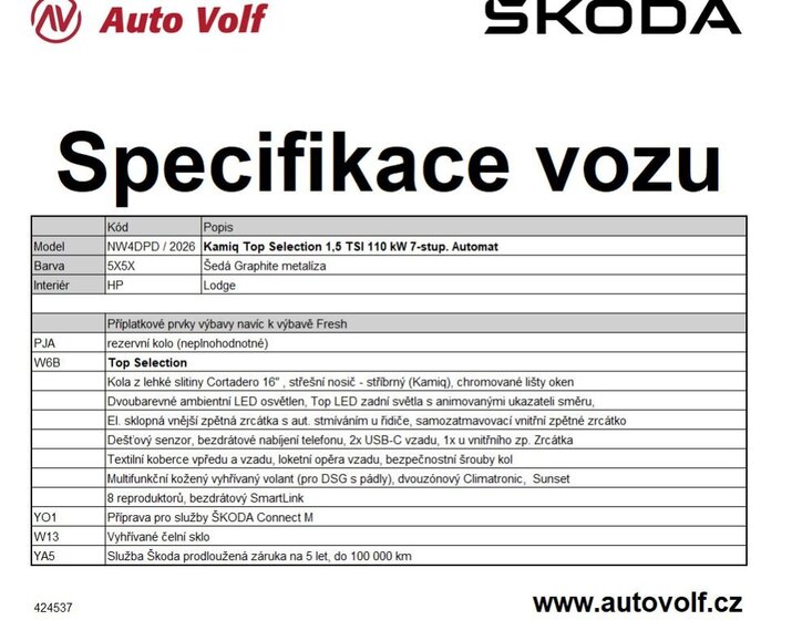 Škoda Kamiq SUV 1,5 l 110 kw