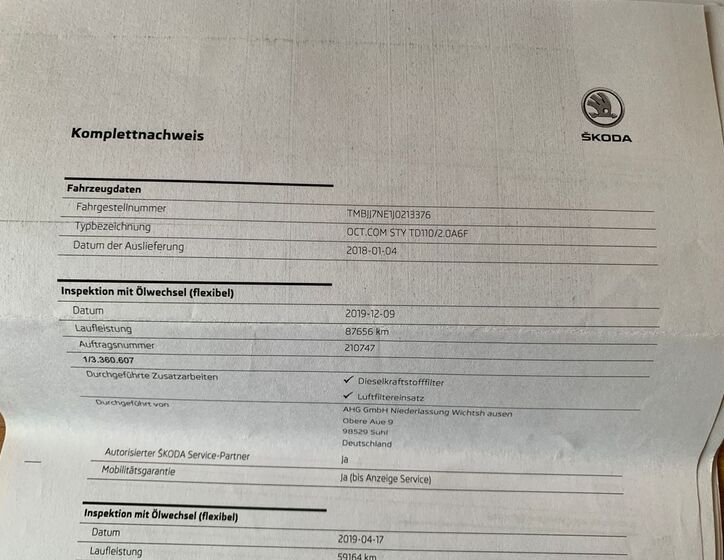 Škoda Octavia Kombi 2,0 l 110 kw