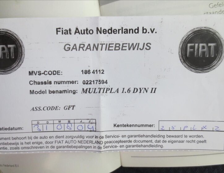 Fiat Multipla MPV 1,6 l 76 kw