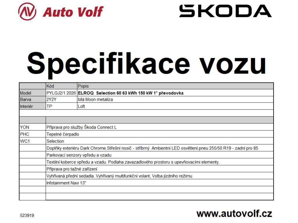 Škoda Elroq SUV / Terénní 1,0 150 kw