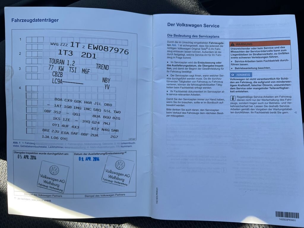 Volkswagen Touran MPV 1,2 l 77 kw