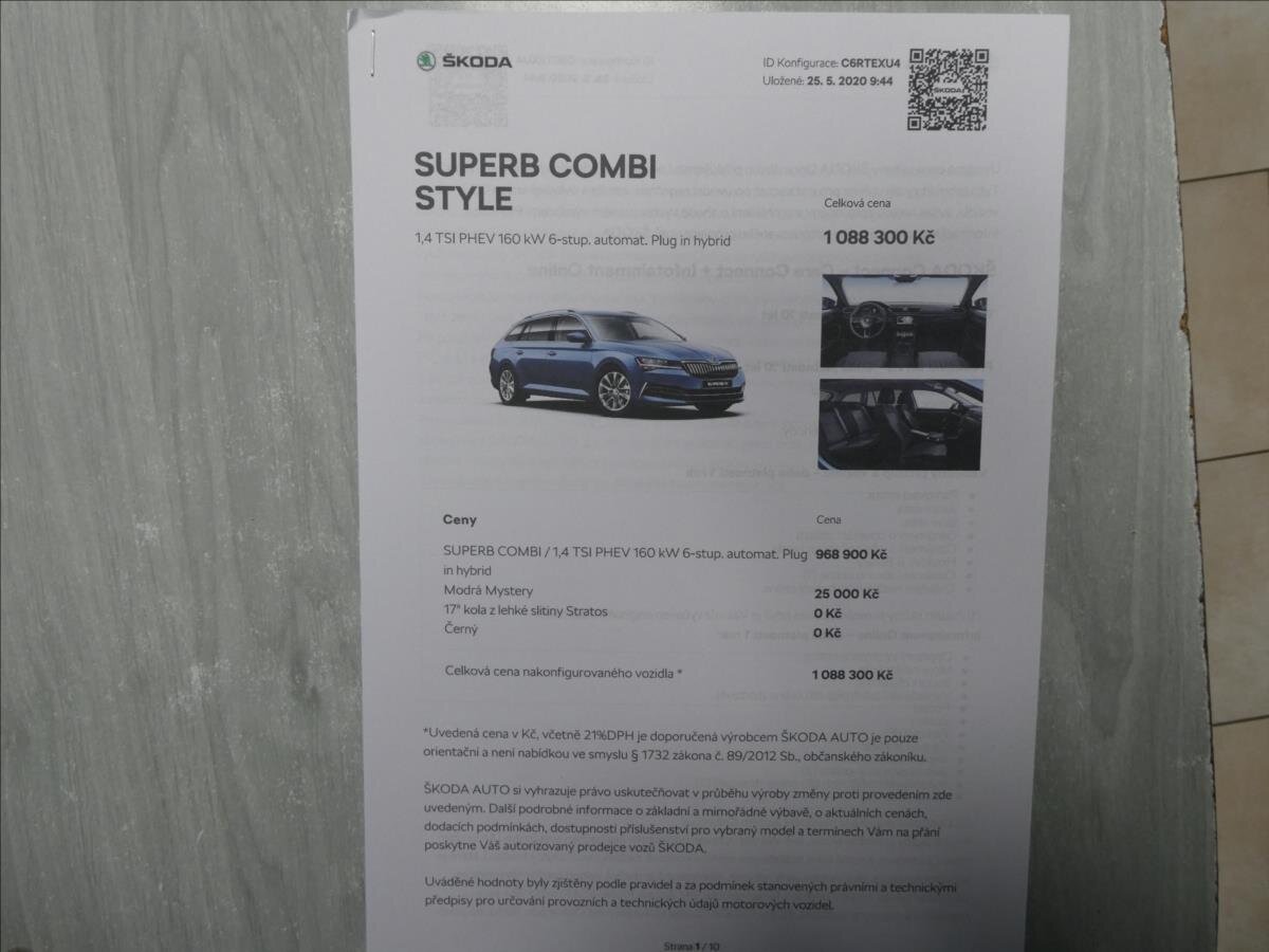 Škoda Superb Kombi 1,4 l 160 kw