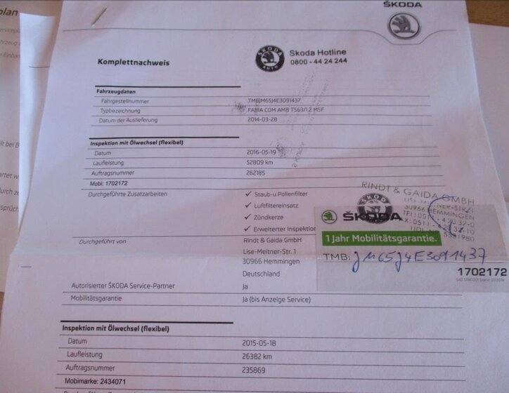 Škoda Fabia Kombi 1,2 l 63 kw