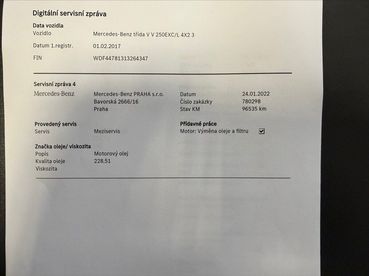 Mercedes-Benz Třídy V MPV 2,1 l 140 kw