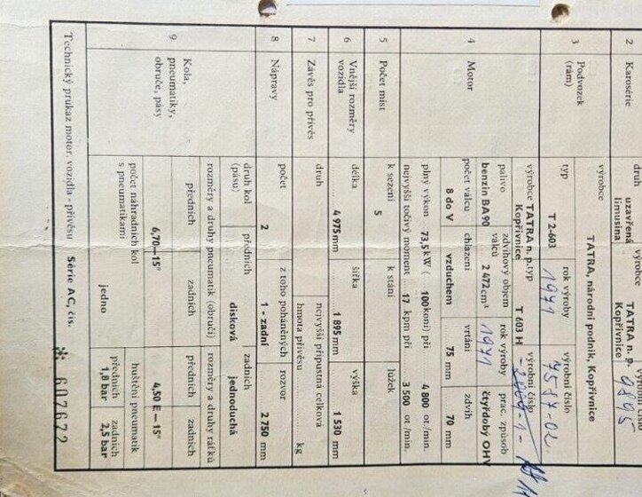 Tatra T603 Sedan 2,5 l 73 kw