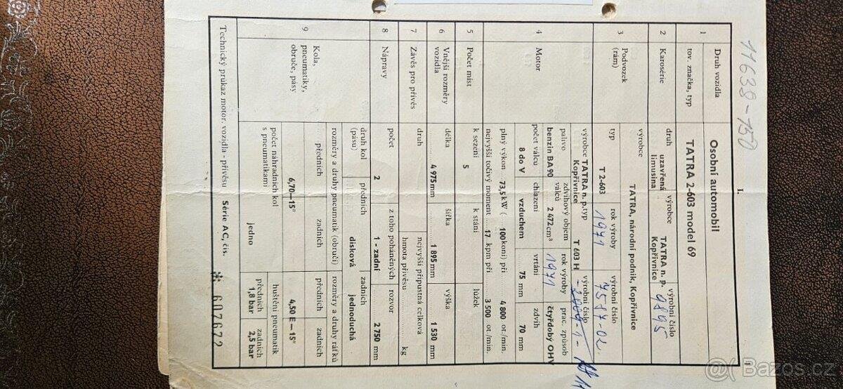 Tatra T603 Sedan 2,5 l 73 kw