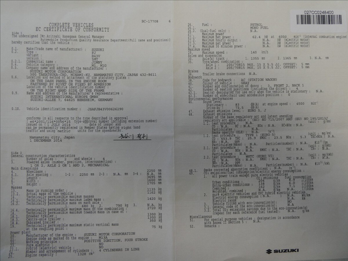 Suzuki Jimny SUV / Terénní 1,3 l 62 kw