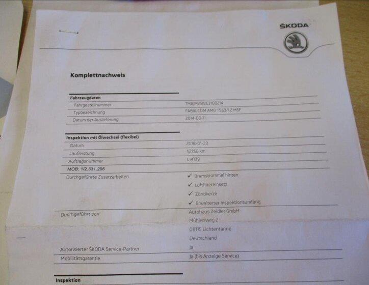 Škoda Fabia Kombi 1,2 l 63 kw