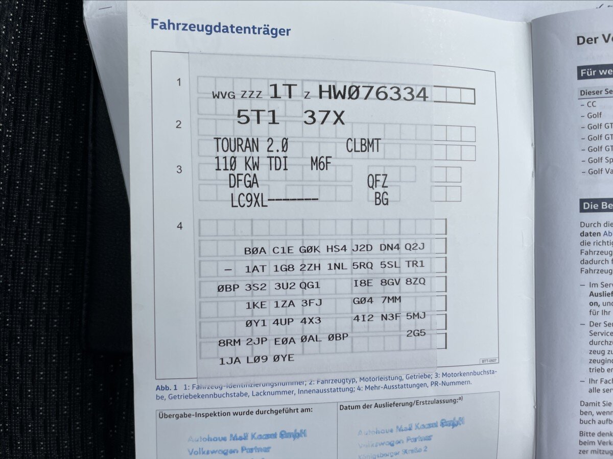 Volkswagen Touran MPV 2,0 l 110 kw