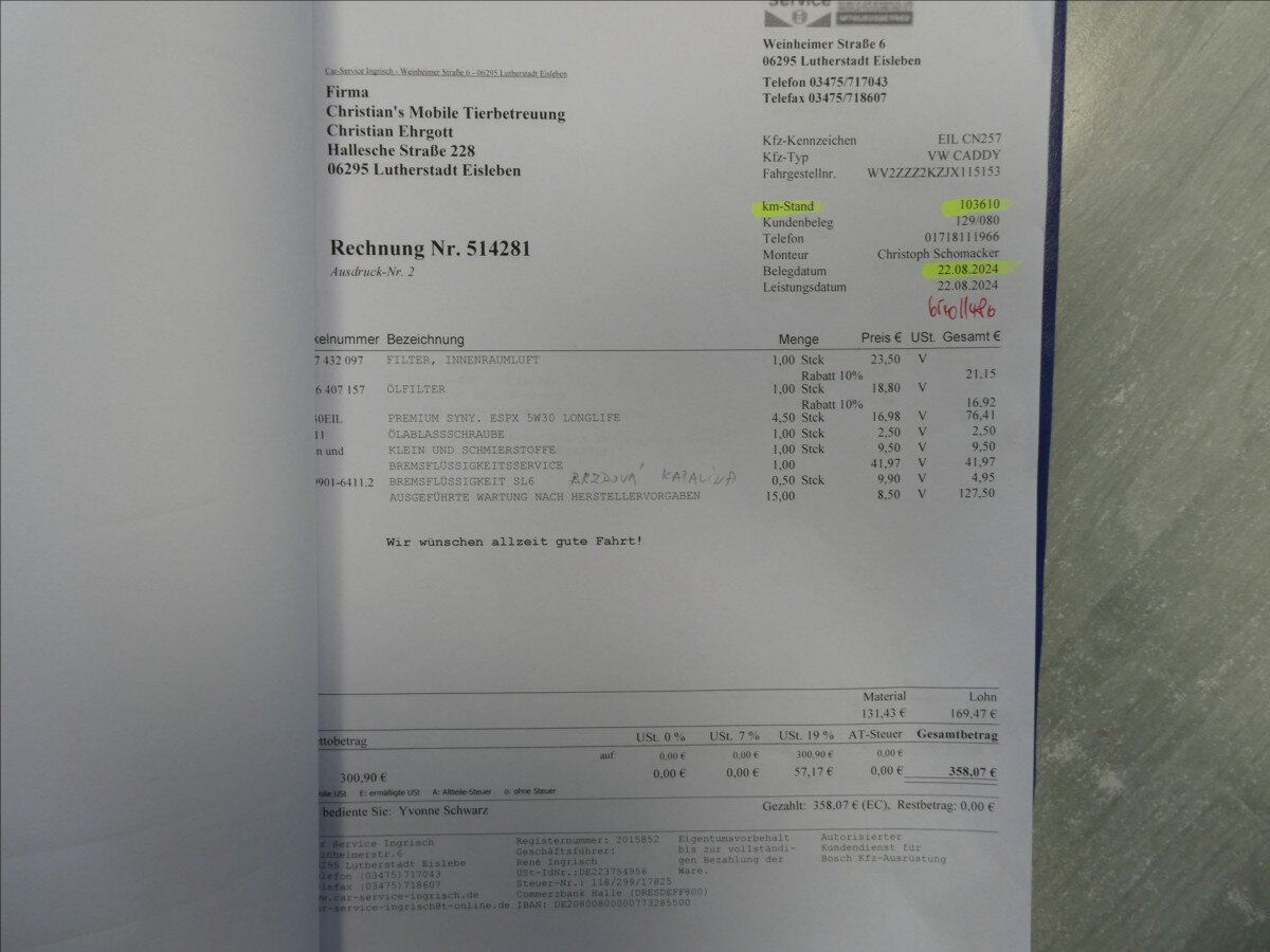 Volkswagen Caddy MPV 2,0 l 75 kw