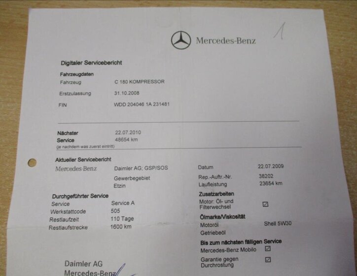 Mercedes-Benz Třídy C Sedan / Limuzína 1,8 l 115 kw