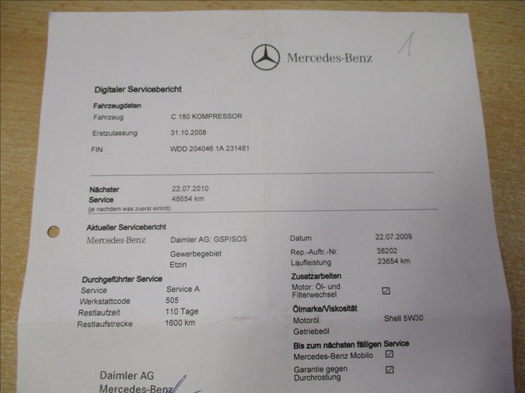 Mercedes-Benz Třídy C Sedan / Limuzína 1,8 l 115 kw