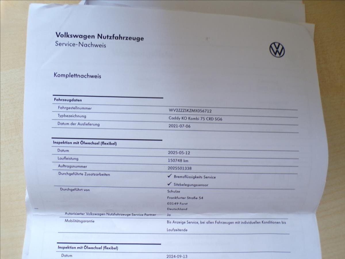 Volkswagen Caddy Kombi 2,0 l 75 kw