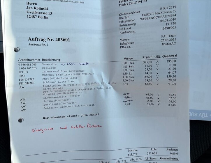 Ford C-MAX Kombi 1,8 l 92 kw