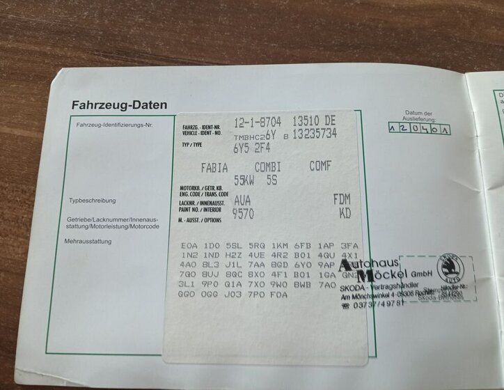 Škoda Fabia Kombi 1,4 l 55 kw