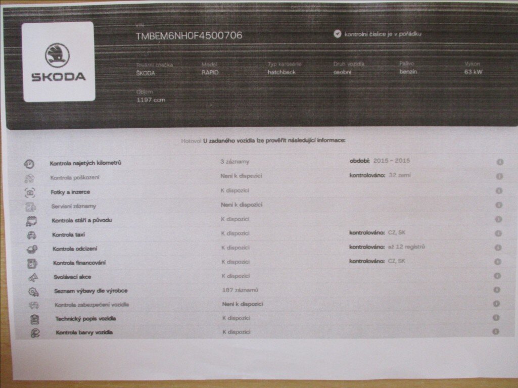Škoda Rapid Hatchback 1,2 l 63 kw