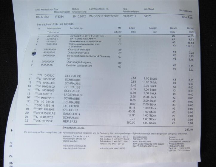 Volkswagen Touran Kombi 1,4 l 103 kw