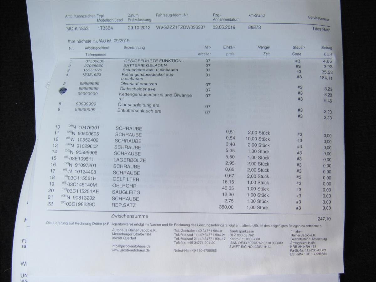 Volkswagen Touran Kombi 1,4 l 103 kw