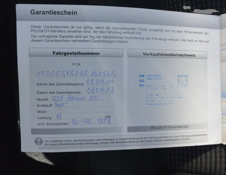 Peugeot 5008 MPV 1,6 l 88 kw