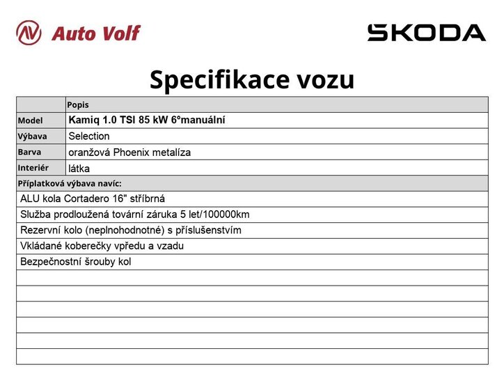 Škoda Kamiq Hatchback 1,0 l 85 kw