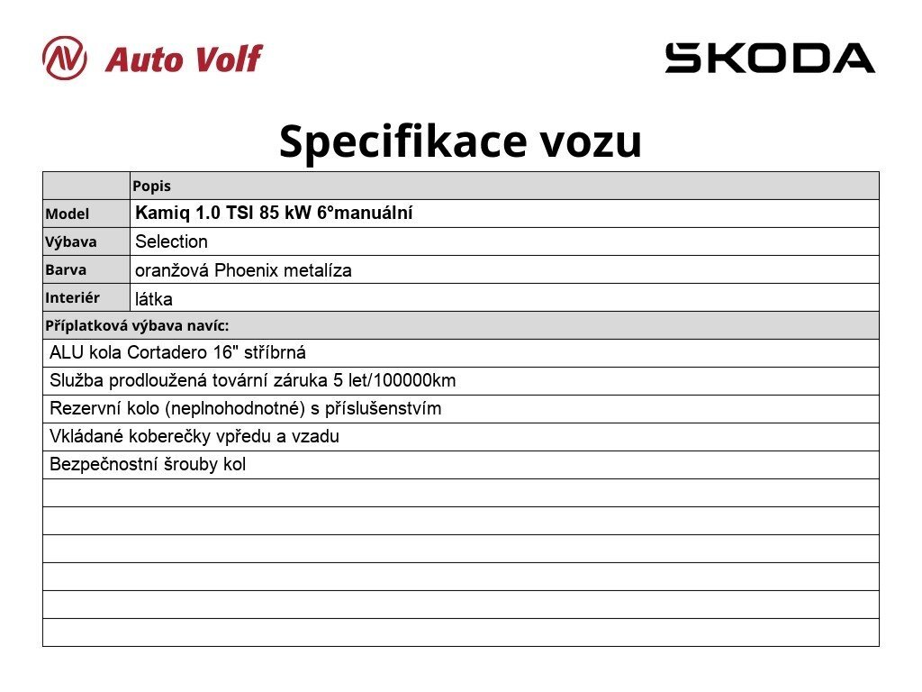 Škoda Kamiq Hatchback 1,0 l 85 kw
