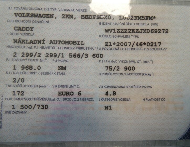 Volkswagen Caddy Skříň 2,0 l 75 kw