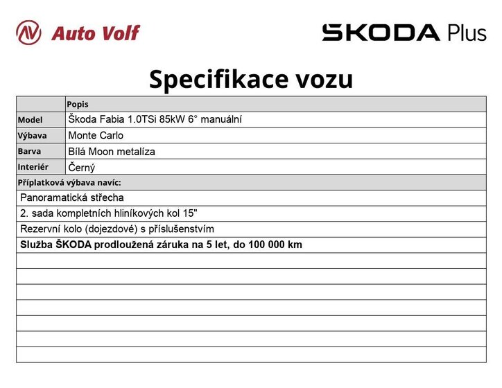 Škoda Fabia Hatchback 1,0 l 85 kw