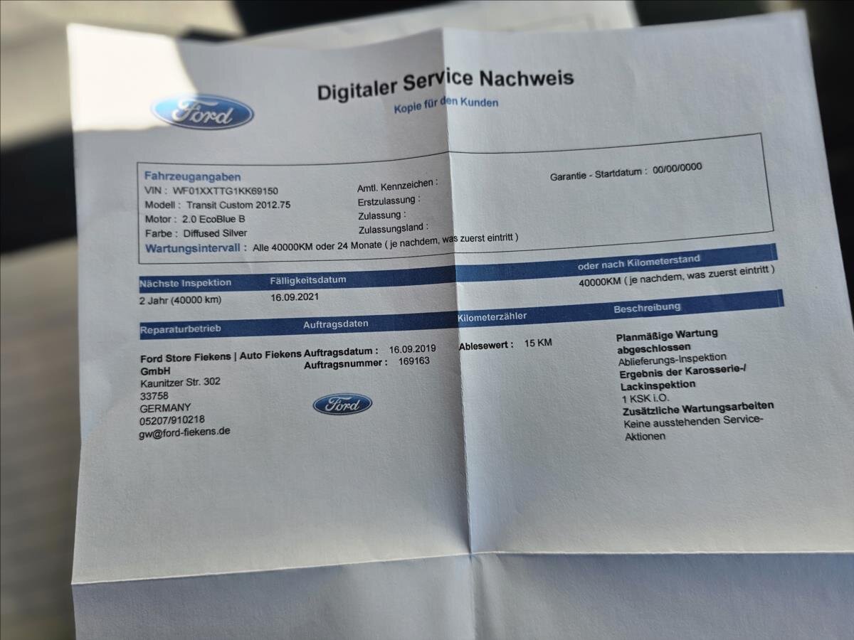 Ford Transit Custom Kombi 2,0 l 96 kw