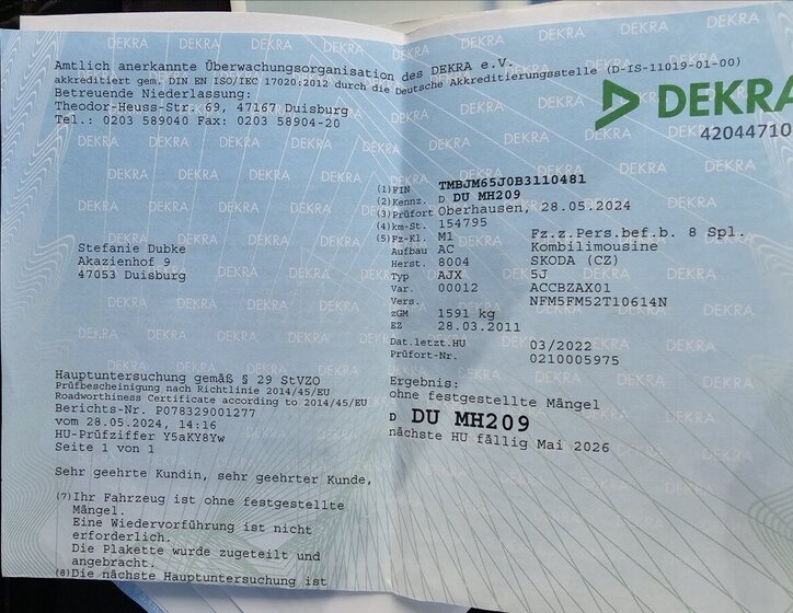 Škoda Fabia Kombi 1,2 l 63 kw