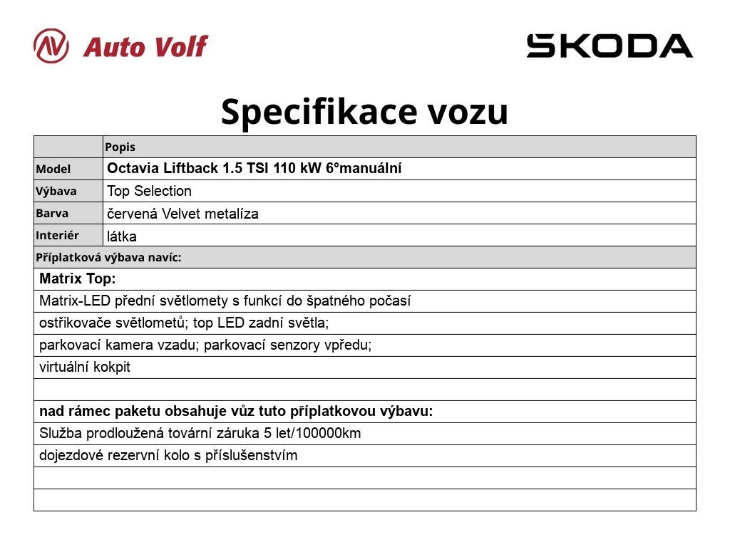 Škoda Octavia Liftback 1,5 l 110 kw