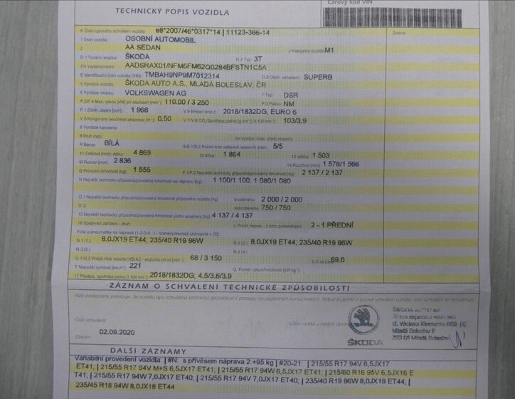 Škoda Superb Sedan / Limuzína 2,0 l 110 kw