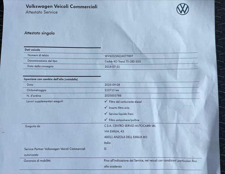 Volkswagen Caddy MPV 2,0 l 75 kw