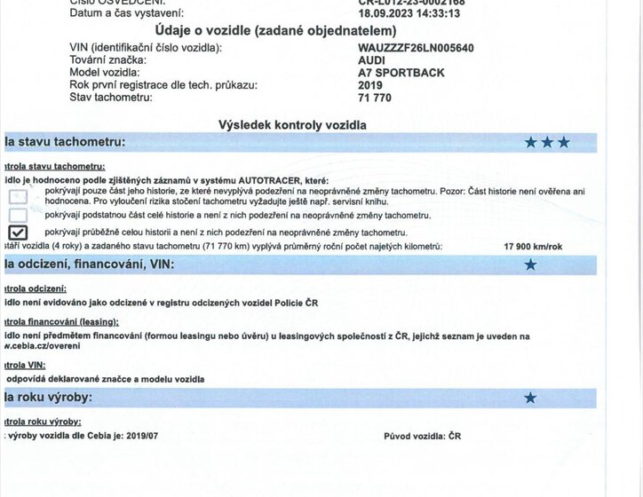 Audi A7 Liftback 3,0 l 210 kw