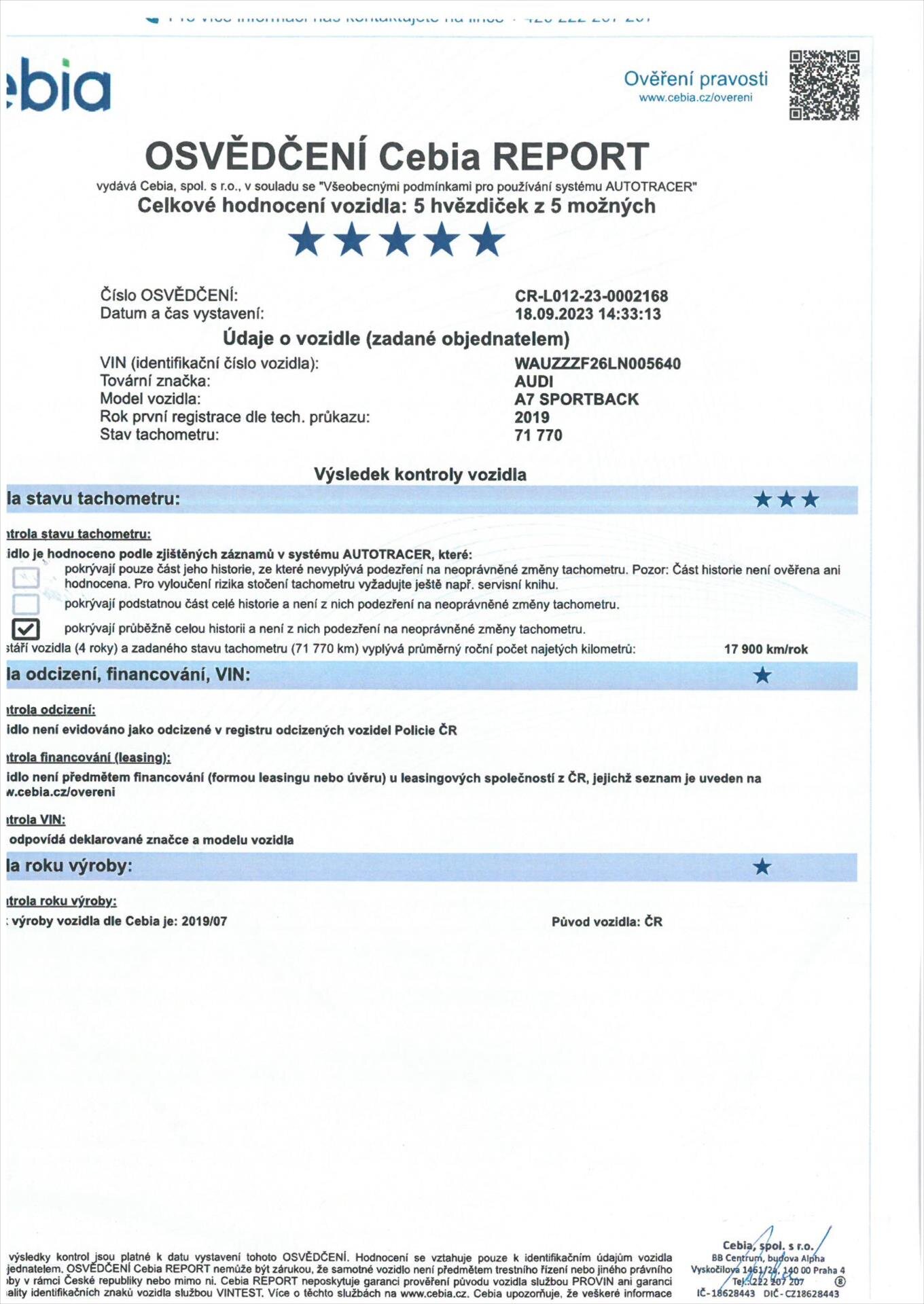 Audi A7 Liftback 3,0 l 210 kw