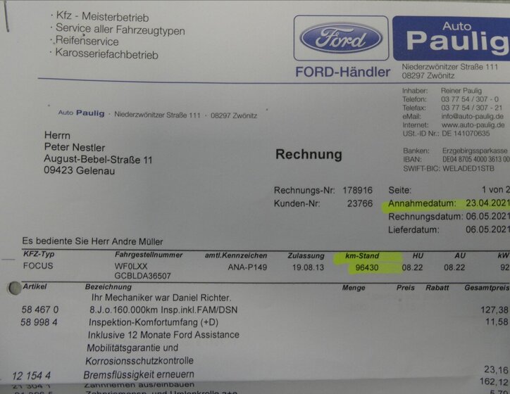 Ford Focus Kombi 1,6 l 92 kw