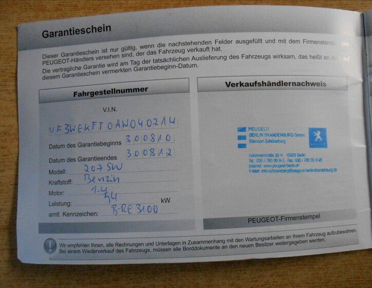 Peugeot 207 Kombi 1,4 l 54 kw