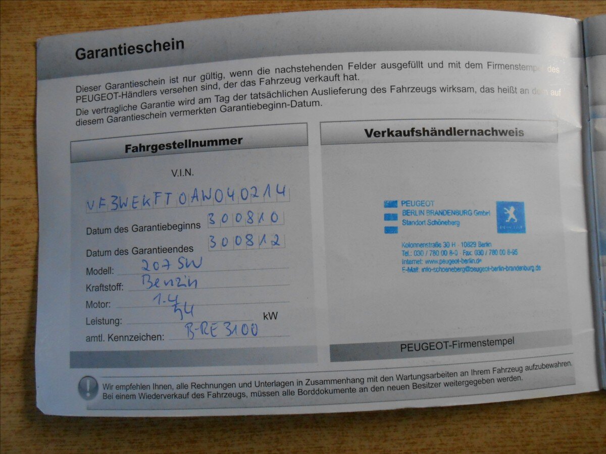 Peugeot 207 Kombi 1,4 l 54 kw