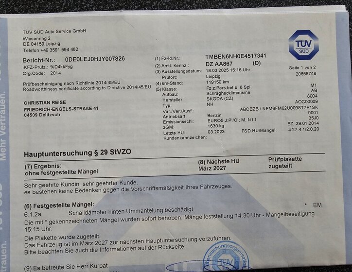 Škoda Rapid Hatchback 1,2 l 77 kw