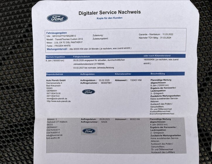 Ford Transit Custom Ostatní 2,0 l 960 kw