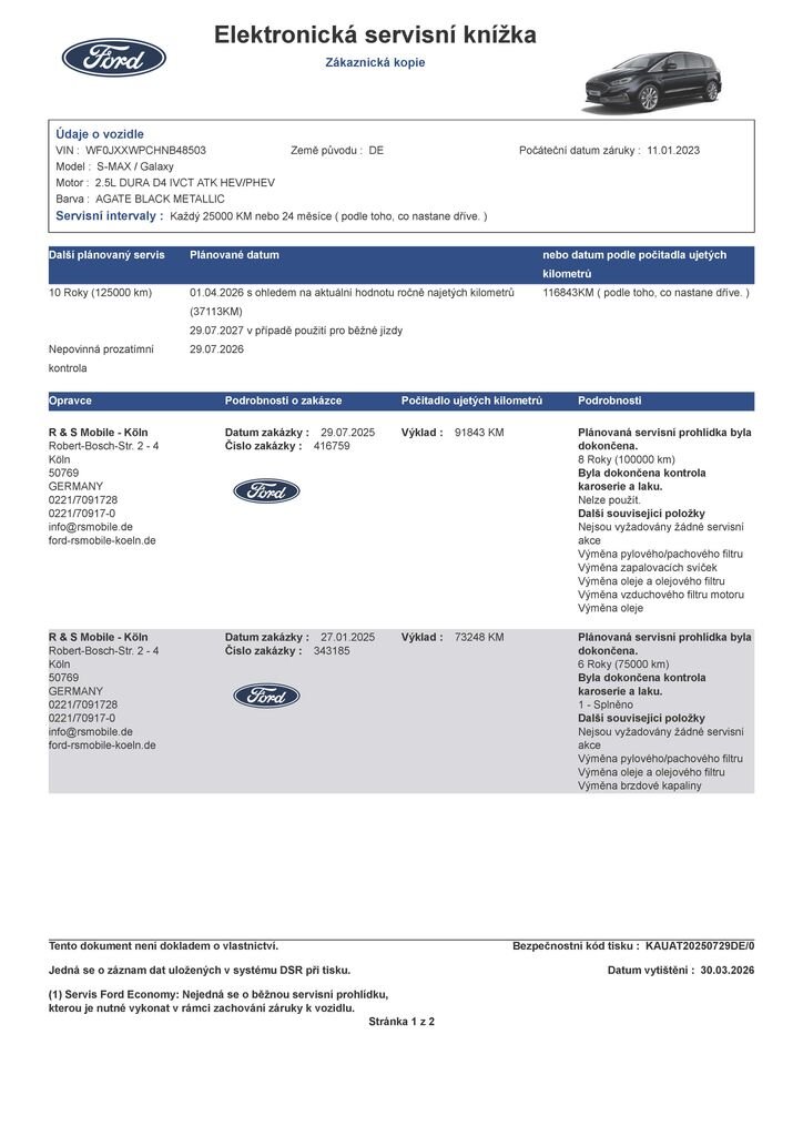 Ford S-MAX MPV 2,5 l 140 kw